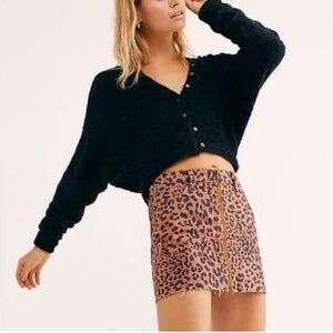 Free People FP One 100% Nylon Black Allegra Fuzzy Soft Stretchy Cropped Cardi S